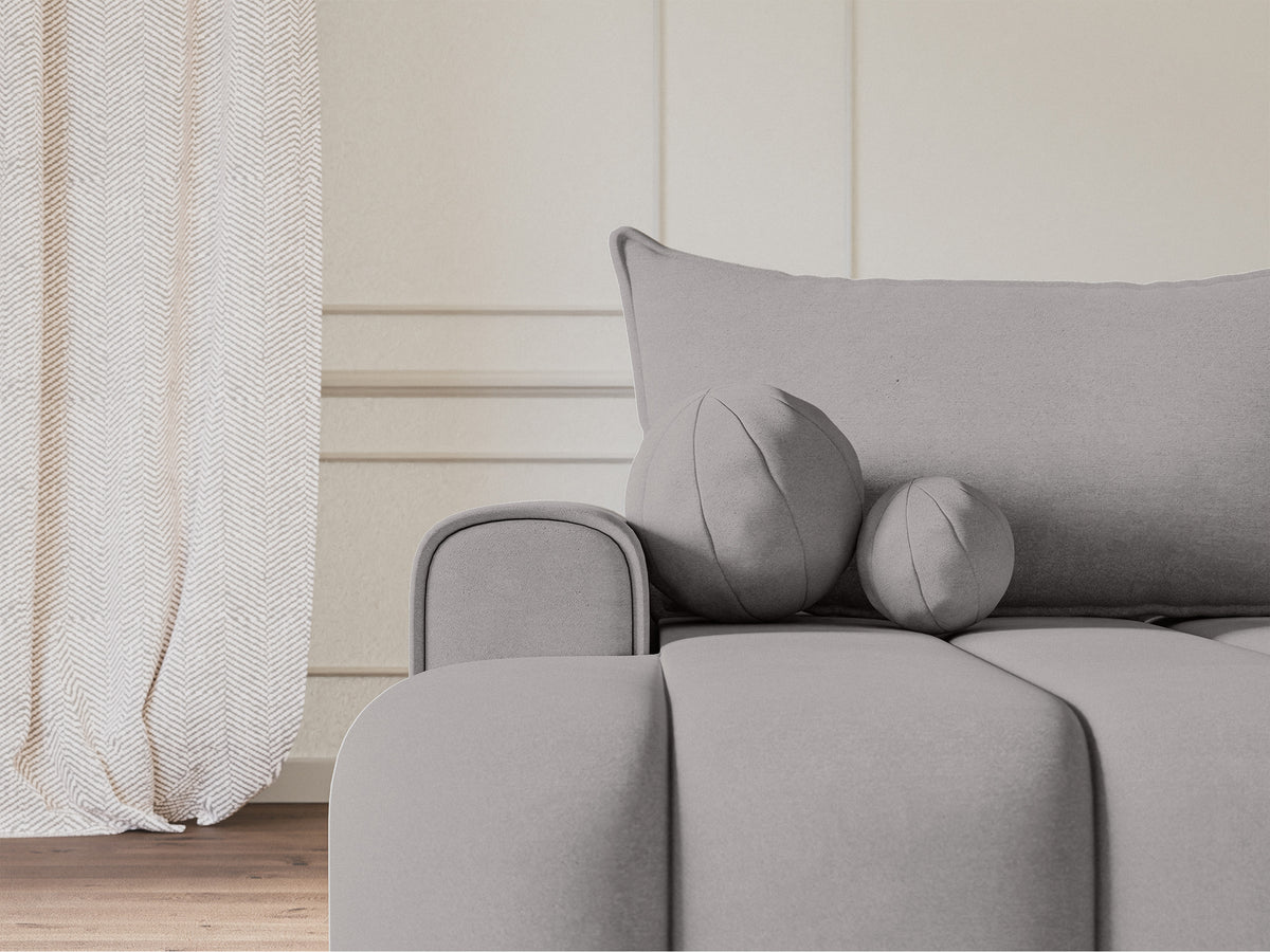 Ecksofa mit Schlaffunktion Dandelino, L-förmig, linksseitig, mit Stauraum, grauer Samt