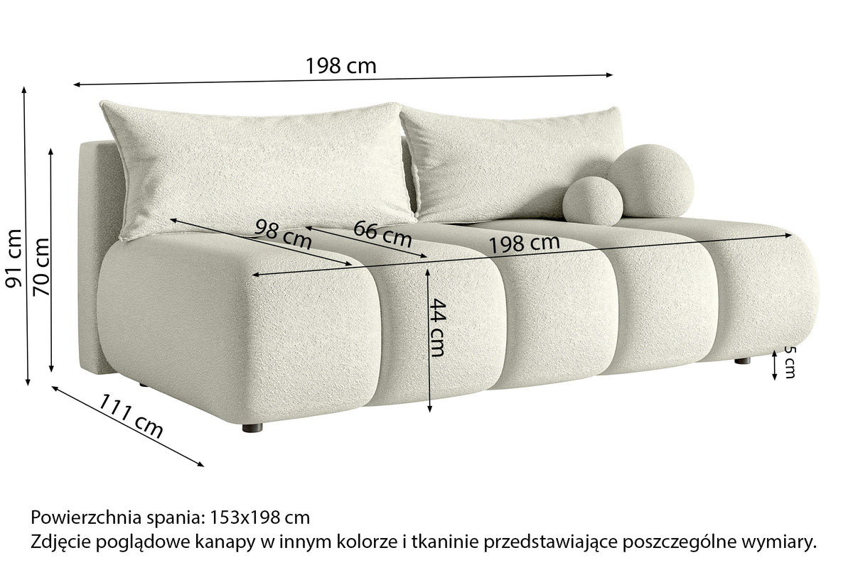 Canapé 3 places Dandelino Mini avec fonction couchage, tissage gris clair
