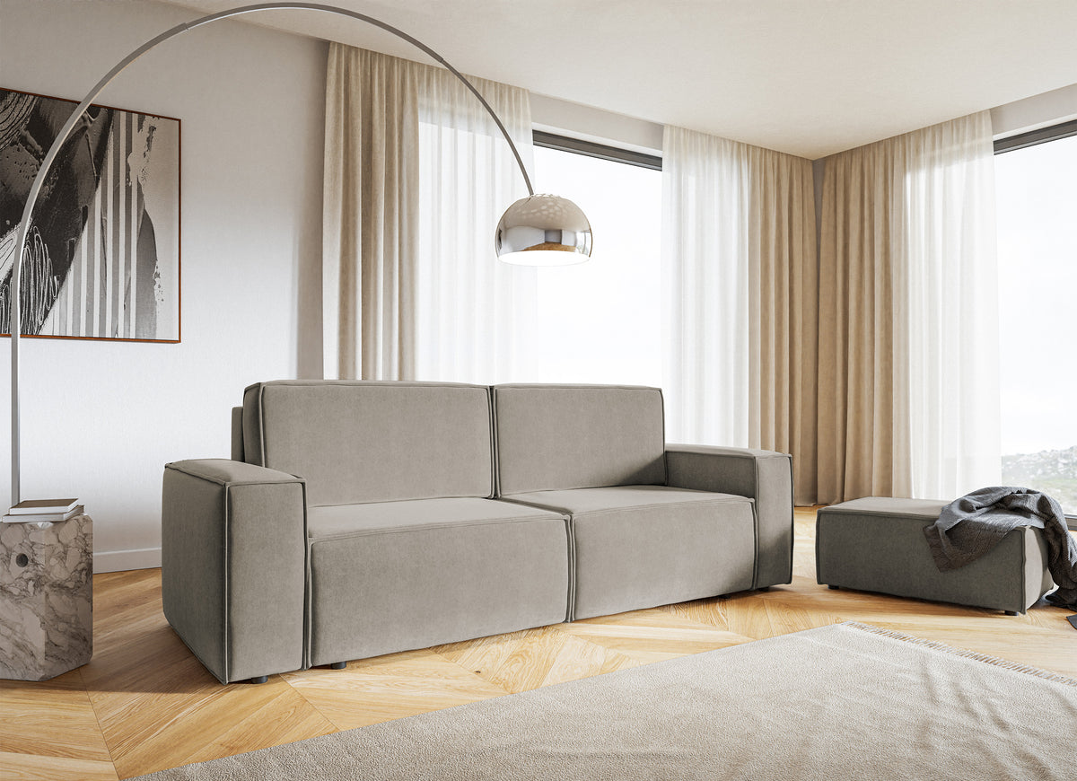 Pouf Copertino 65x90 cm velours hydrofuge gris beige