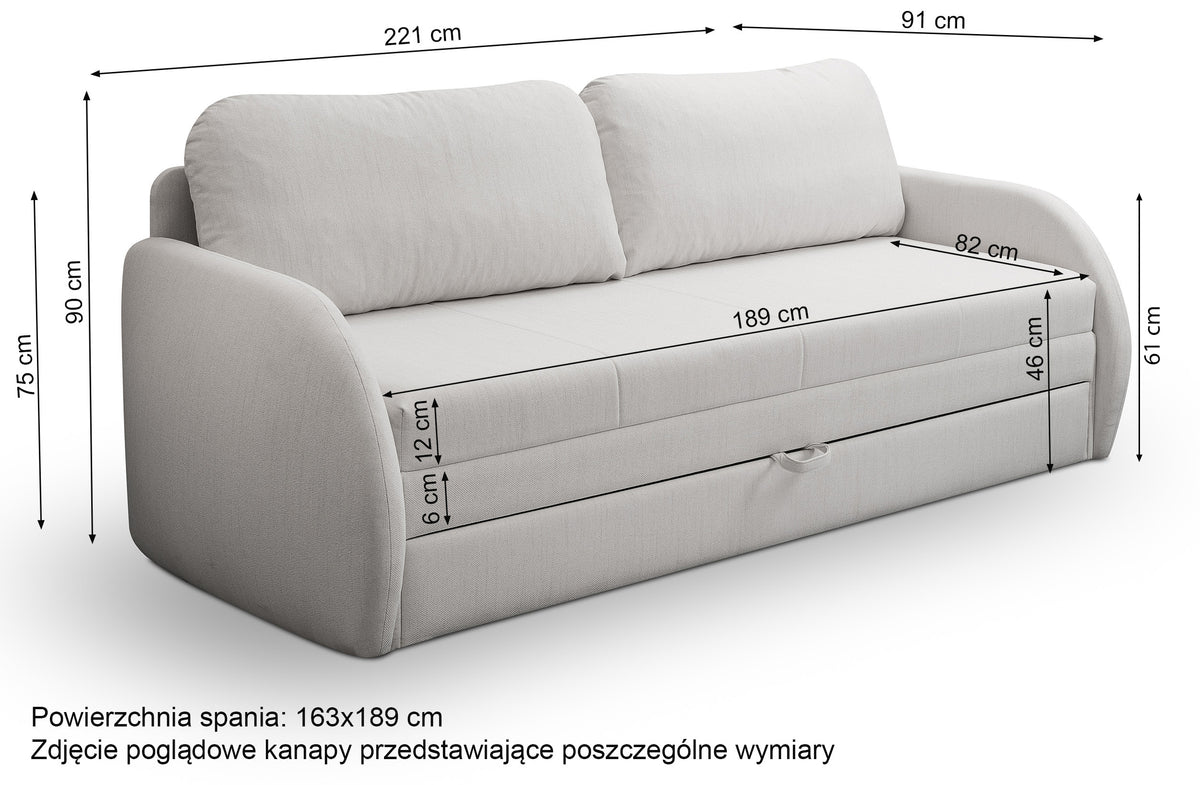 Canapé convertible trois places Diego en rotin clair beige