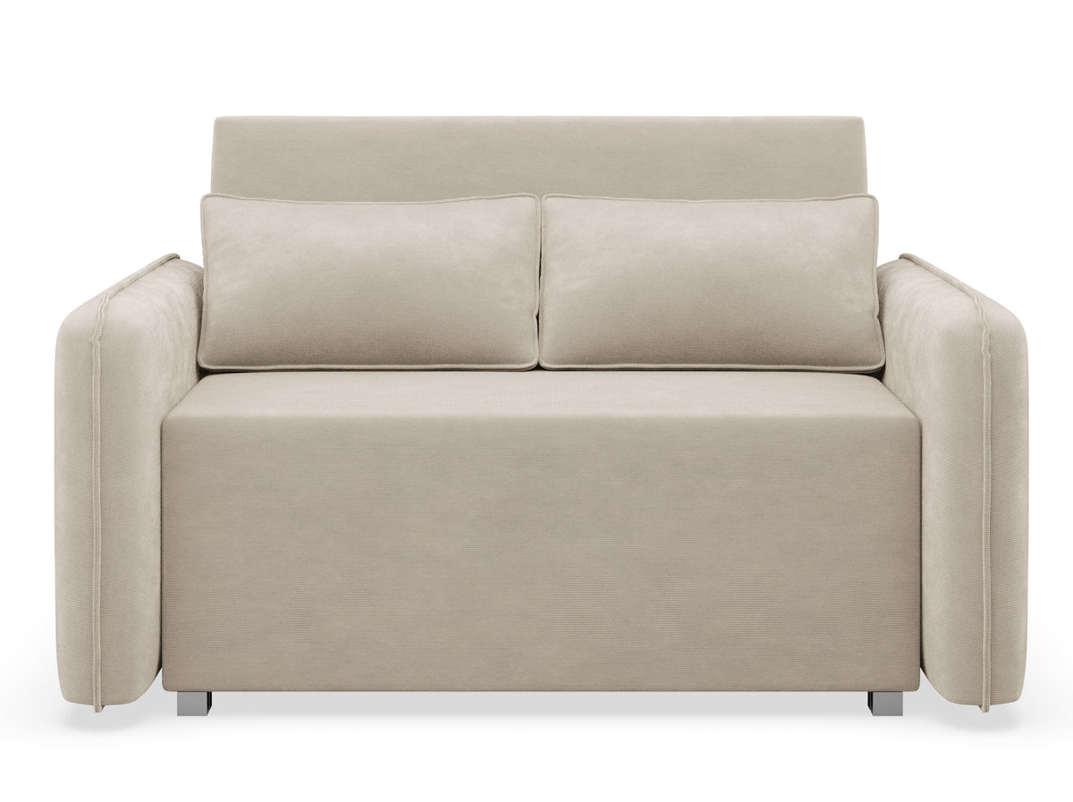 Zweisitziges ausklappbares Sofa Duelia mit Stauraum, beige, hydrophobes Chenille