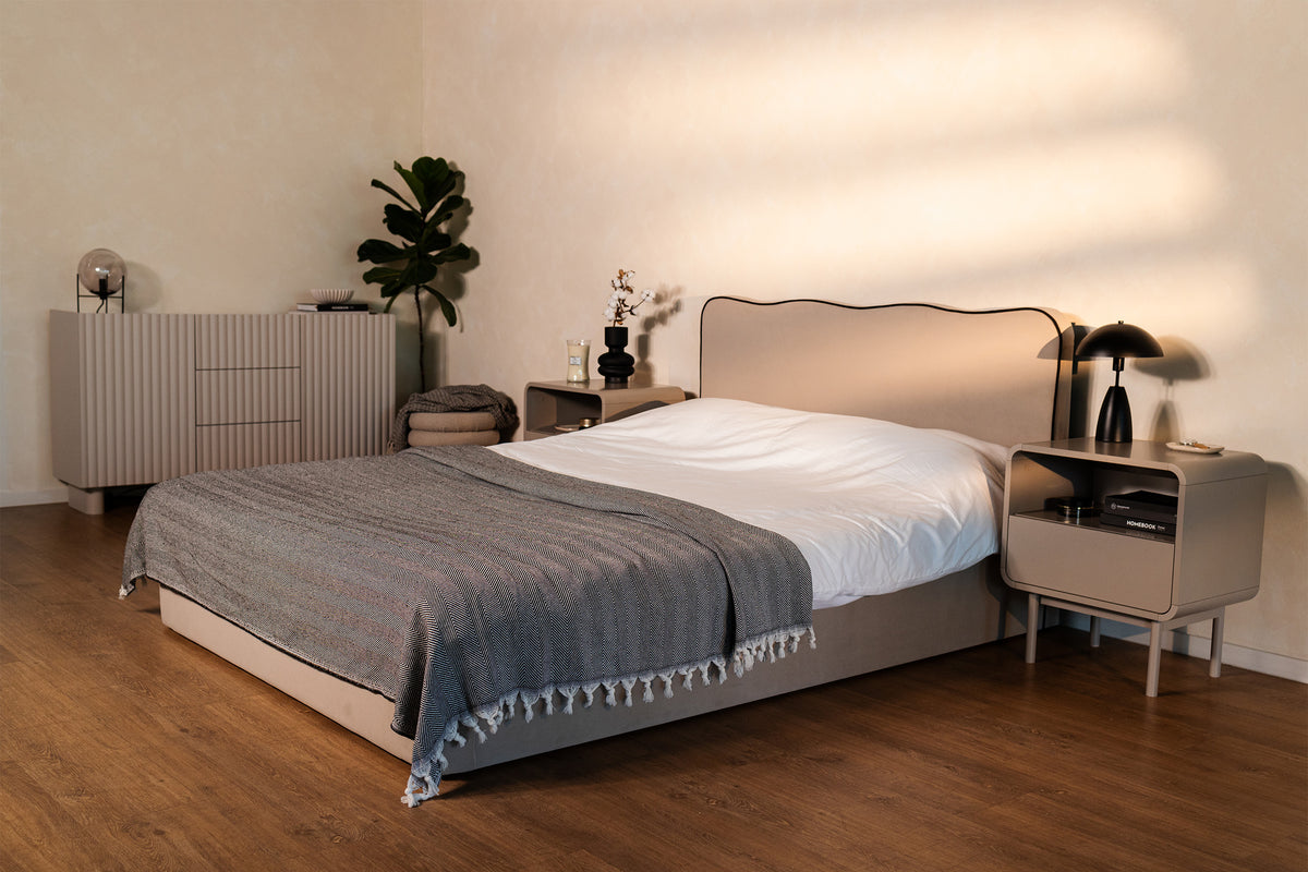 Polsterbett 140x200 cm Duney beige Samtvelours