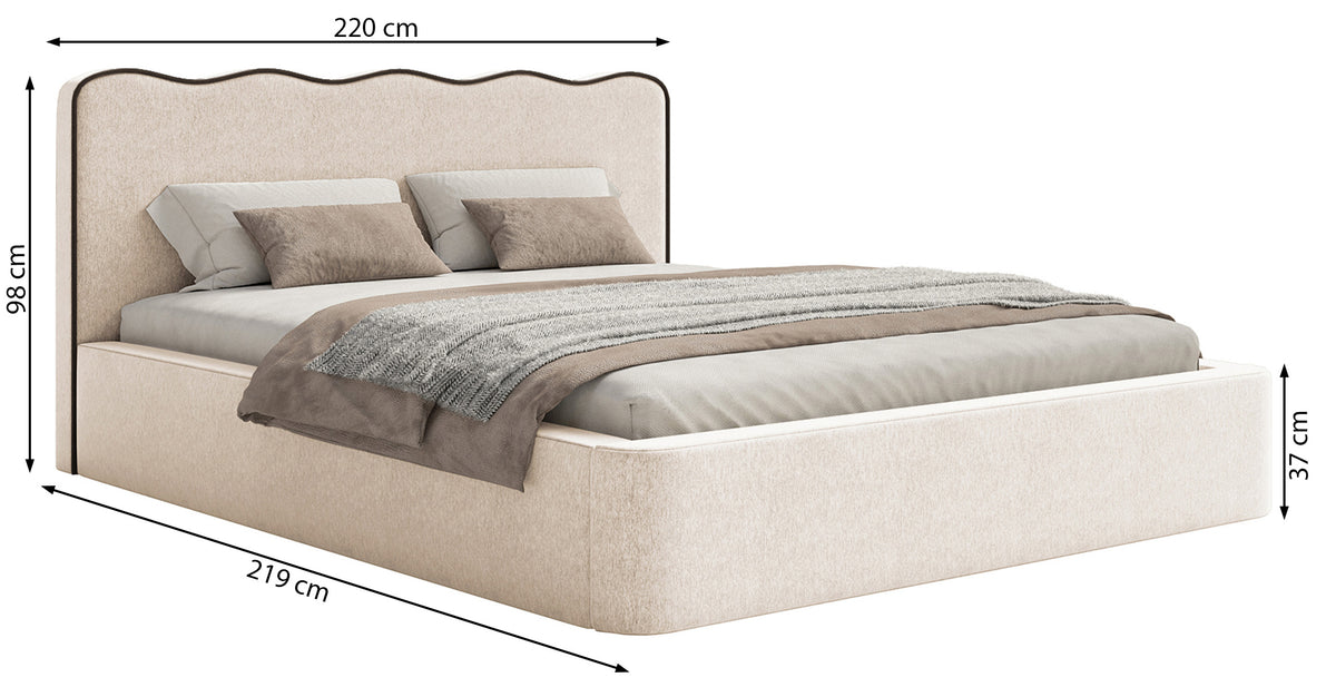 Gepolstertes Bett 200x200 cm Duney hellbeige Geflecht