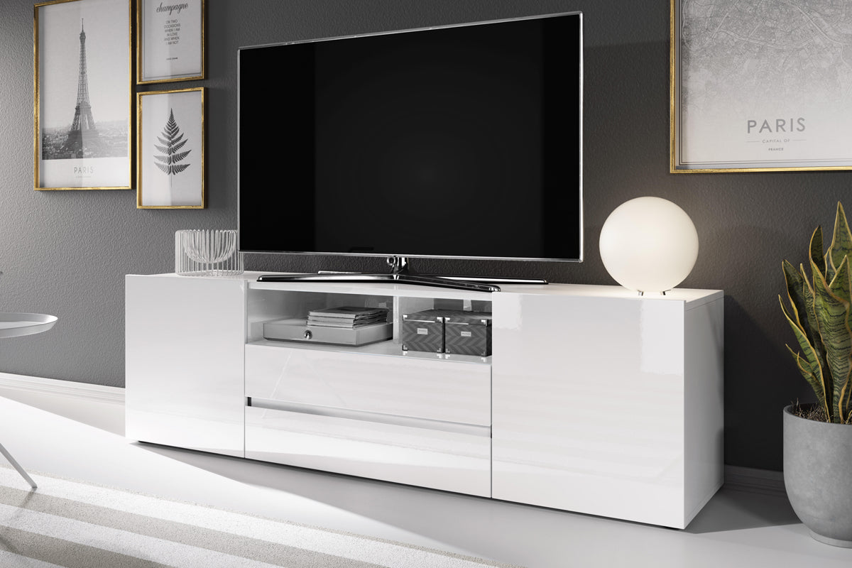 Meuble TV Bros Blanc mat / Blanc brillant