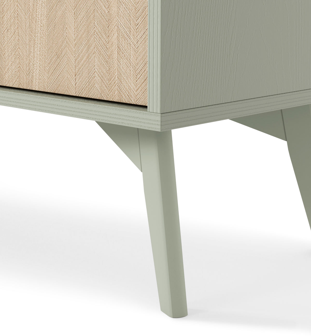 Commode Favoria avec tiroirs 106 cm eucalyptus/chevron scandi avec poignées dorées