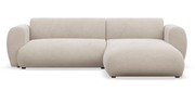 Canapé d'angle droit Emia avec fonction couchage, en chenille beige