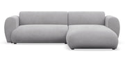 Canapé d'angle droit Emia avec fonction couchage, tissu chenille gris