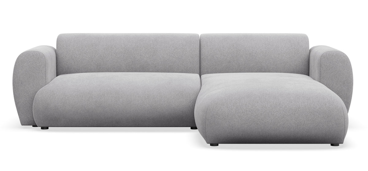 Ecksofa mit Schlaffunktion Emia, L-förmig, rechtsseitig, grau Chenille