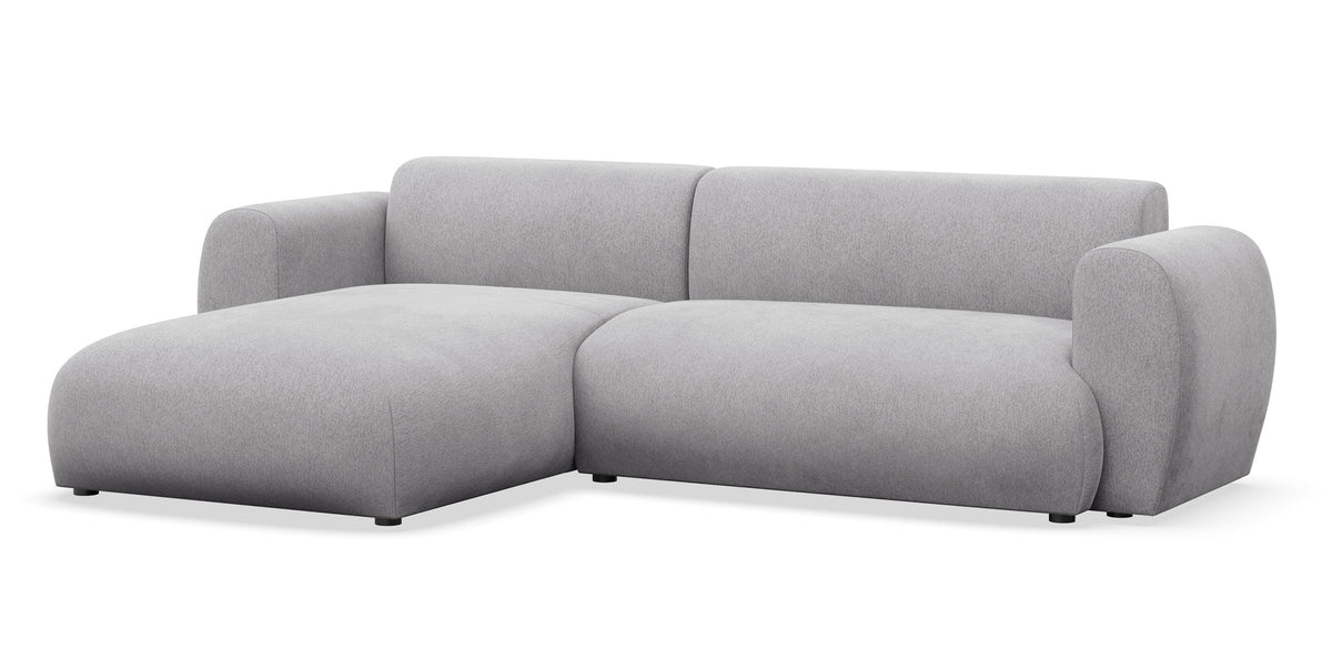 Canapé d'angle gauche Emia avec fonction couchage, tissu chenille gris