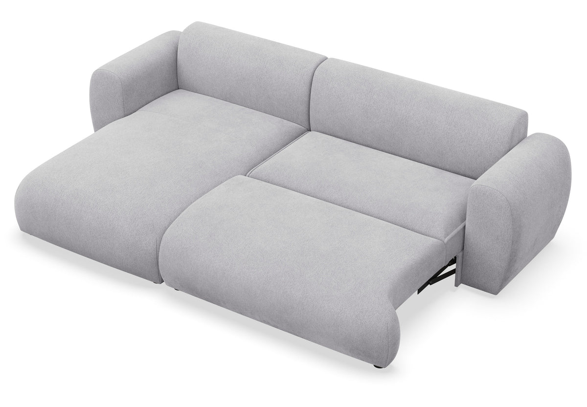 Canapé d'angle gauche Emia avec fonction couchage, tissu chenille gris