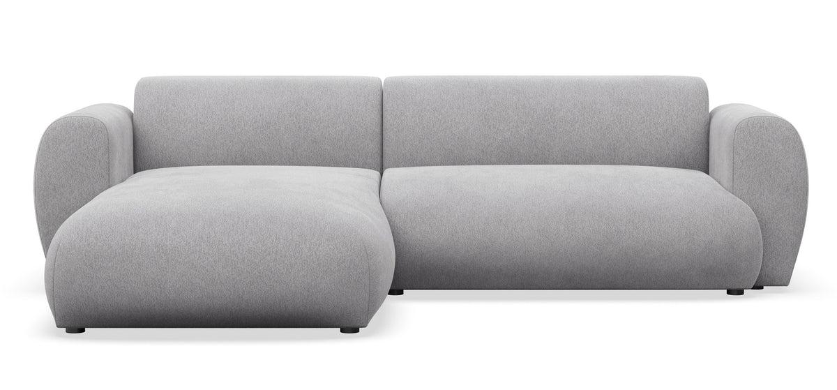 Ecksofa mit Schlaffunktion Emia, L-förmig, linksseitig, grau, Chenille