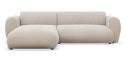 Canapé d'angle gauche Emia avec fonction couchage, tissu chenille beige