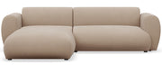 Canapé d'angle gauche Emia avec fonction couchage, beige en chenille facile à nettoyer
