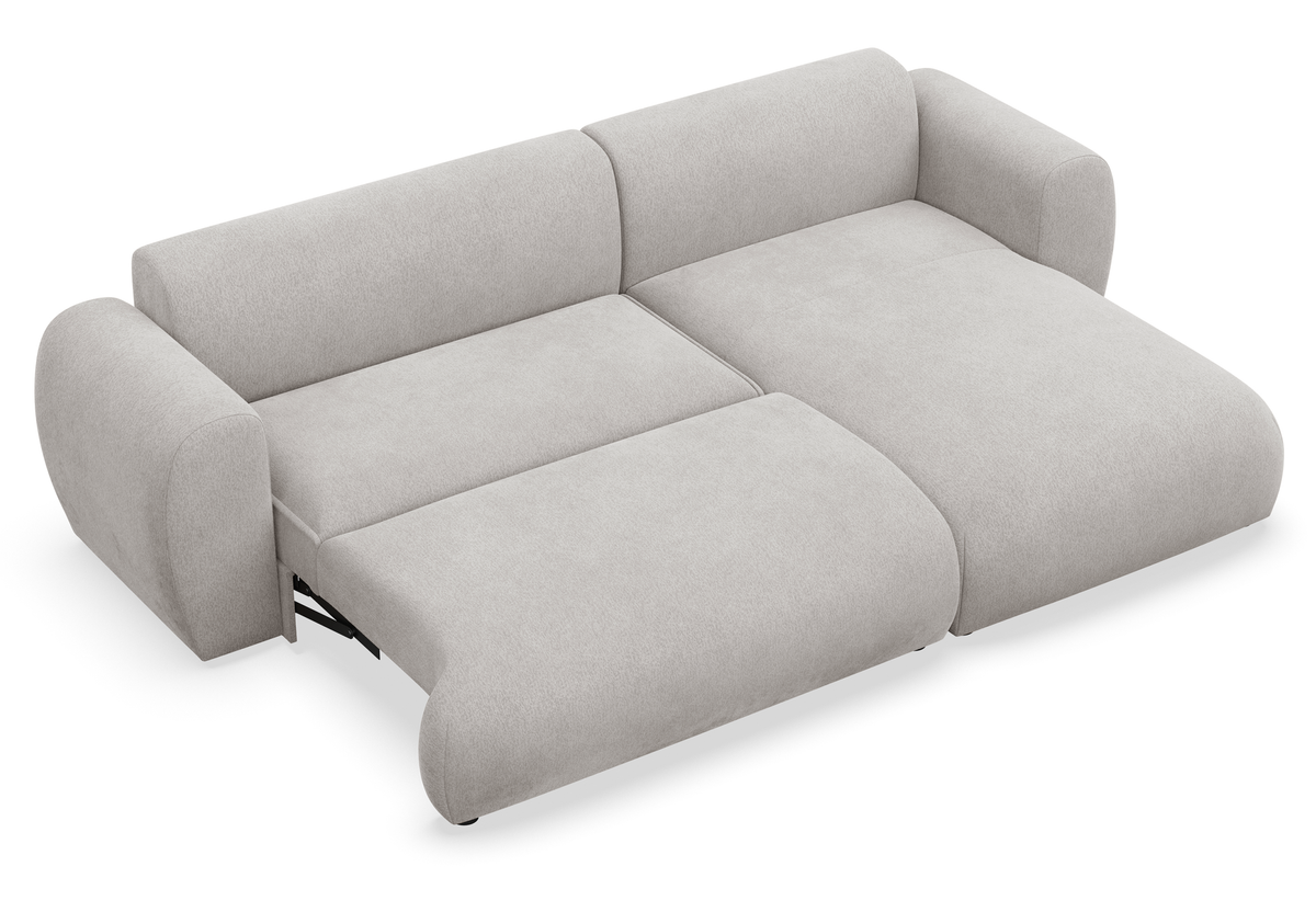 Canapé d’angle convertible Emia en L, côté droit, en chenille gris clair