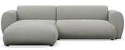 Canapé d'angle Emia L gauche avec fonction couchage, tissu chenille gris clair facile à nettoyer