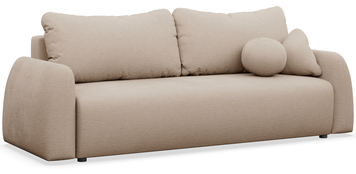 Drei-Sitzer-Schlafsofa Nubelle mit Stauraum, beige, hydrophobes Chenille