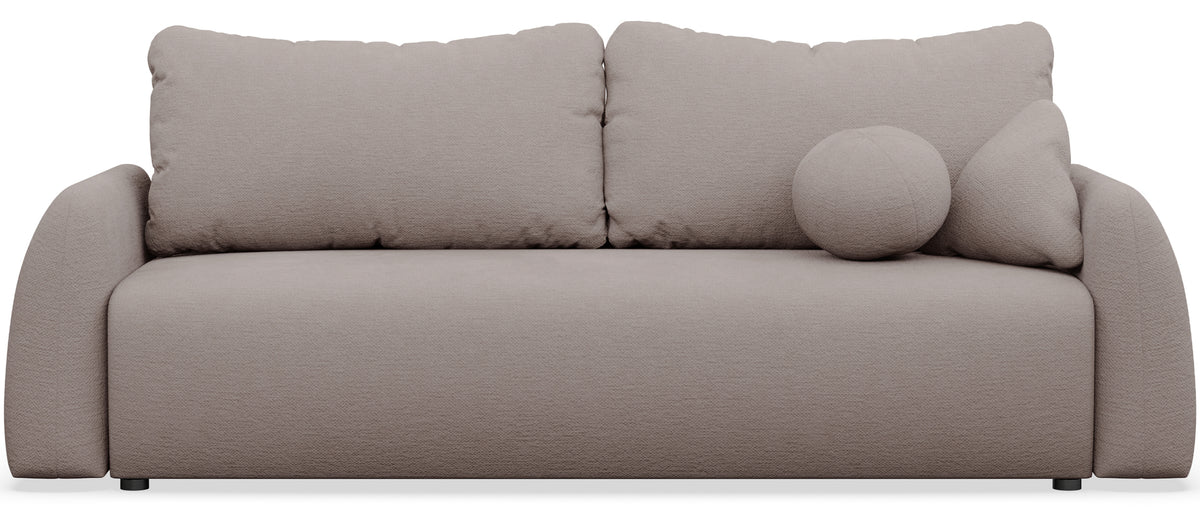 Dreisitziges Schlafsofa Nubelle mit Stauraum, dunkelbeige, hydrophobes Chenillegewebe