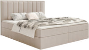 Lit continental 180x200 cm Togents avec rangements et surmatelas beige chenille hydrofuge