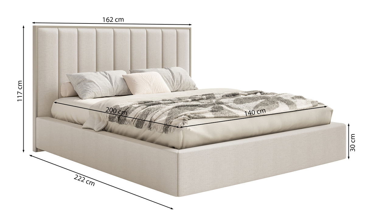 Lit tapissé 140x200 cm Togents avec éclairage LED gris chenille hydrofuge