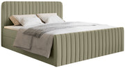 Lit continental 160x200 cm Saliano avec rangements et surmatelas en chenille hydrofuge olive