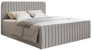 Kontinentalbett 160x200 cm Saliano mit Stauraum und Topper, grau-beige Chenille, hydrophob