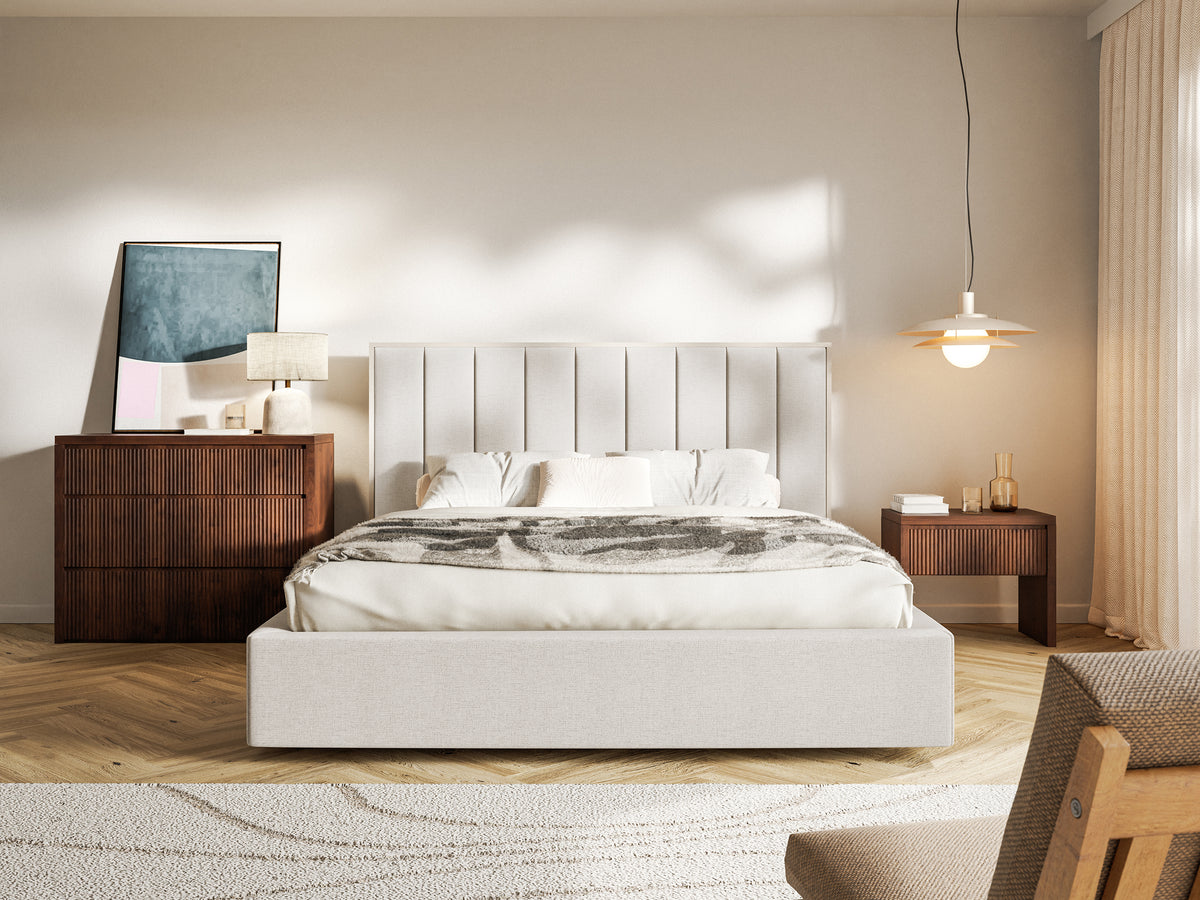 Polstermbett 160x200 cm Togents hellbeige Chenille wasserabweisend