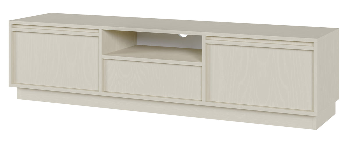 Meuble TV deux portes Evo avec tiroir 154 cm beige sable sur socle