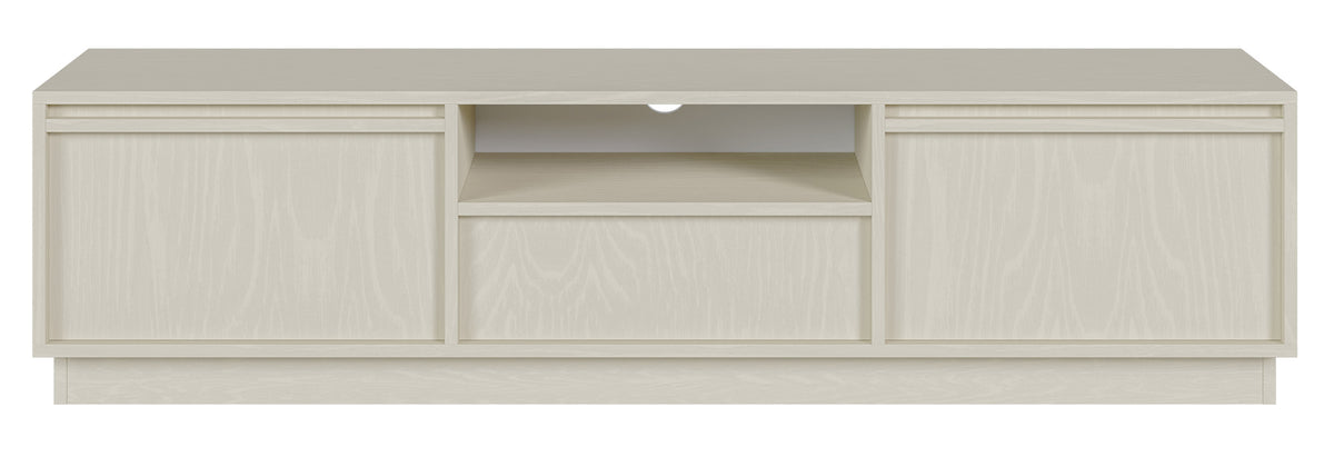 Meuble TV deux portes Evo avec tiroir 154 cm beige sable sur socle