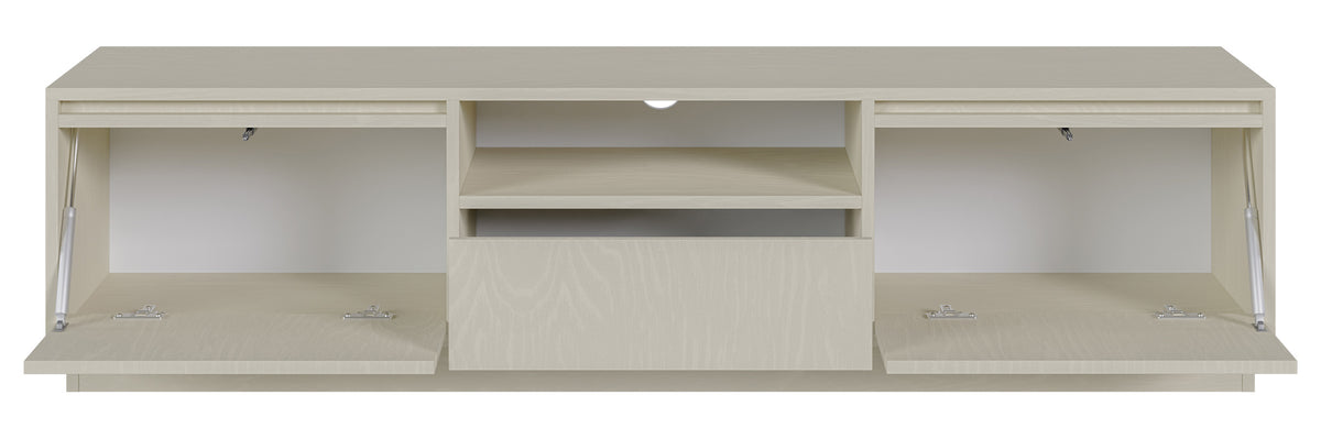 Meuble TV deux portes Evo avec tiroir 154 cm beige sable sur socle