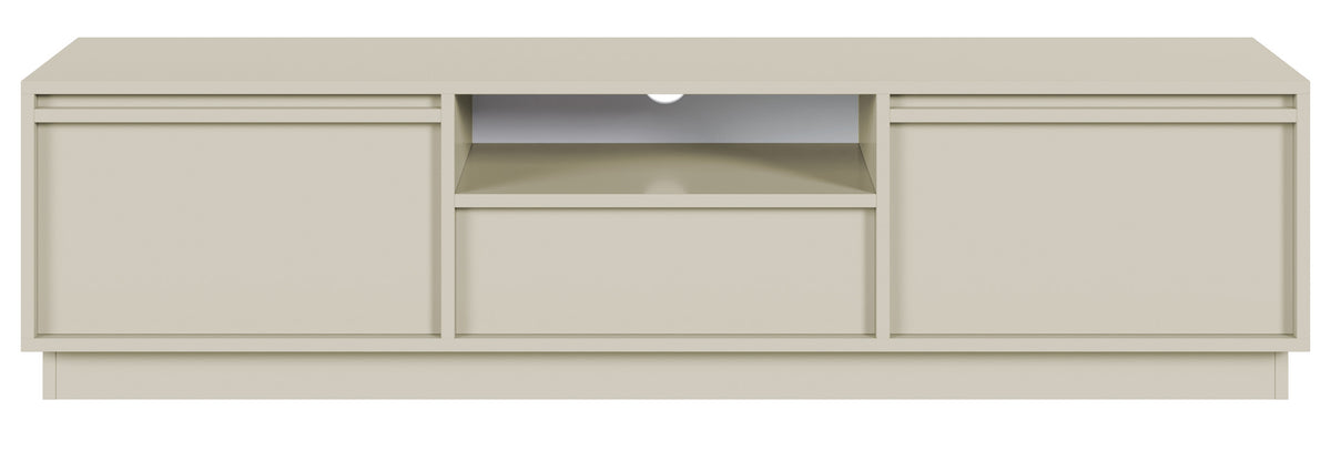 Zweitrüriger TV-Schrank Evo mit Schublade, 154 cm, Kaschmir auf Sockel