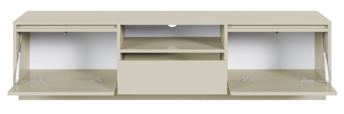 Zweitrüriger TV-Schrank Evo mit Schublade, 154 cm, Kaschmir auf Sockel