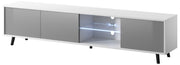 Meuble TV Galhad Blanc mat / Gris brillant