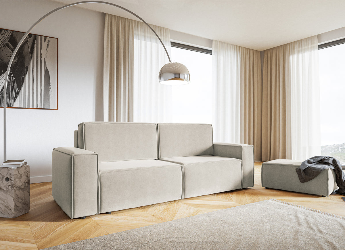 Hocker Copertino 65x90 cm hellbeige Velours wasserabweisend