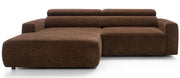Canapé d'angle Fando avec assise électrique coulissante, forme en L, côté gauche, tissu chenille marron