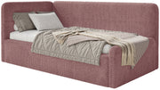 Jugendbett 90x200 cm Fanklo linksseitig mit Stauraum, rosa Plüsch, wasserabweisend