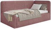 Jugendbett 90x200 cm Fanklo rechtsseitig mit Stauraum, rosa Plüsch, wasserabweisend