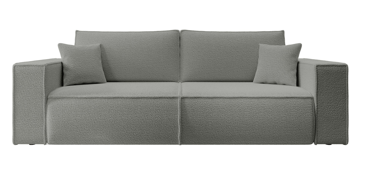 Dreisitziges ausklappbares Sofa Farese mit Stauraum, grau Bouclé