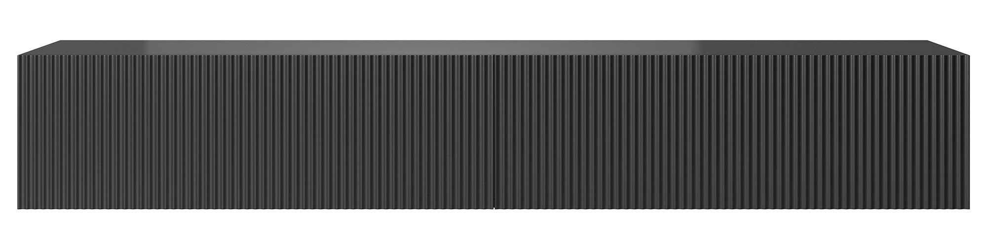 Meuble TV mural Veldio avec façade fraisée, 175 cm, noir