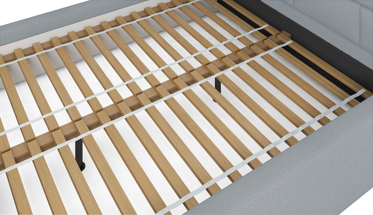 Gepolstertes Bett 140x200 cm Rinus grau aus hydrophobem Stoff