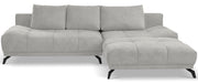 Canapé d'angle droit Felipe avec fonction couchage et coffre, tissu chenille hydrofuge gris clair