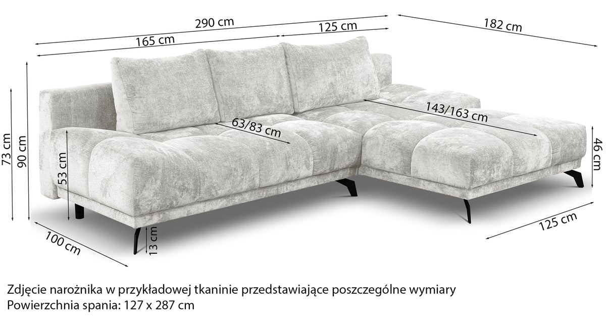 Canapé d'angle gauche Felipe en L avec fonction couchage et coffre, tissu chenille hydrofuge beige clair