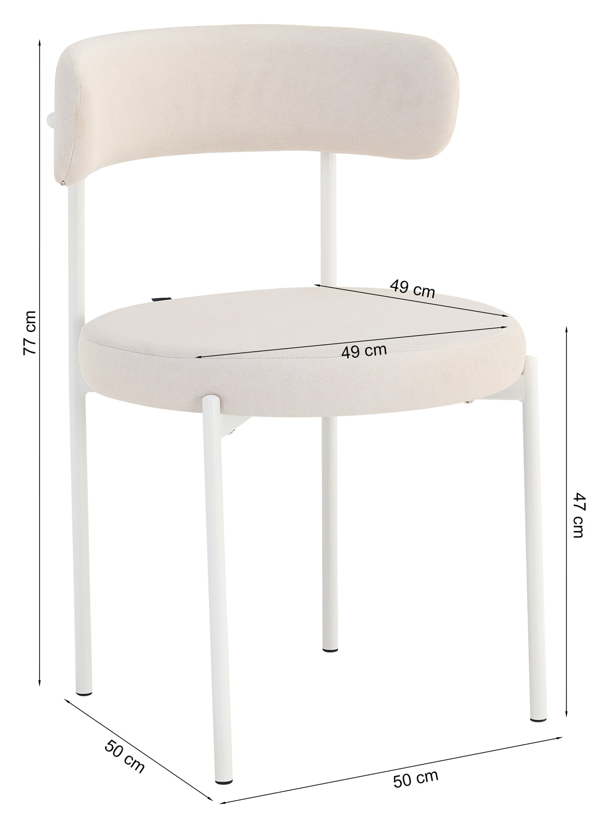 Chaise rembourrée Femiss en boucle gris beige sur pieds chromés