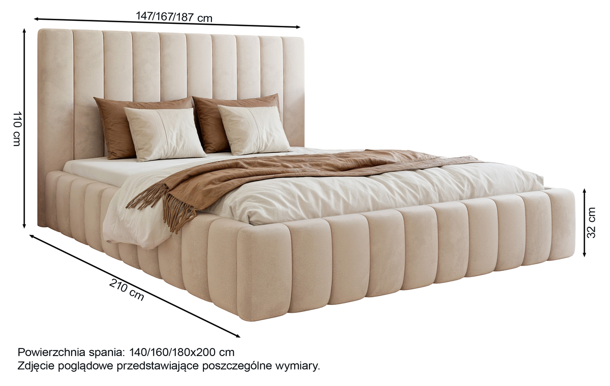 Lit tapissé 180x200 cm Fiarro avec coffre de rangement pour la literie, velours violet, cadre métallique