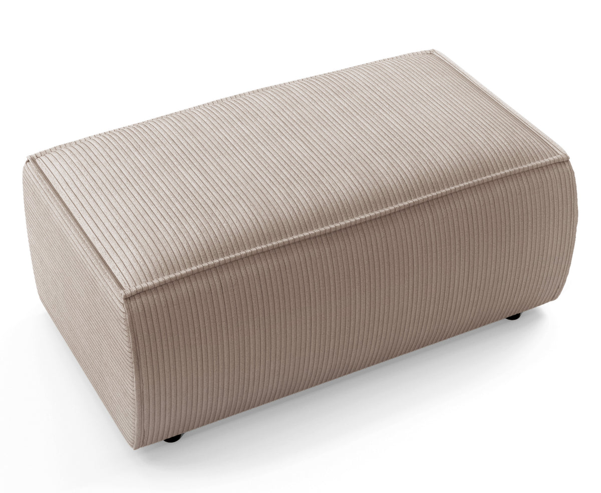 Pouf Farese en velours côtelé crème