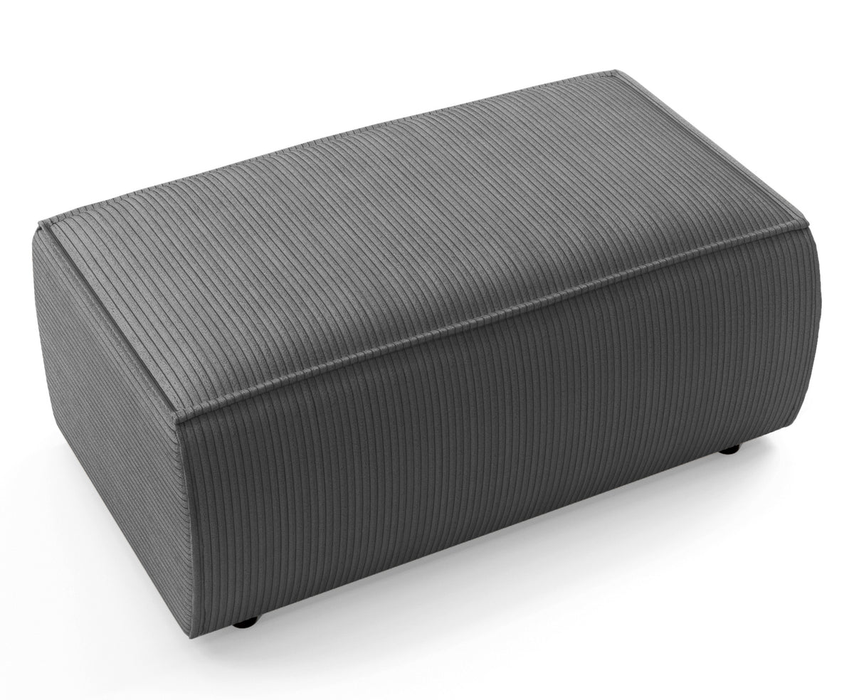 Pouf Farese gris en velours côtelé