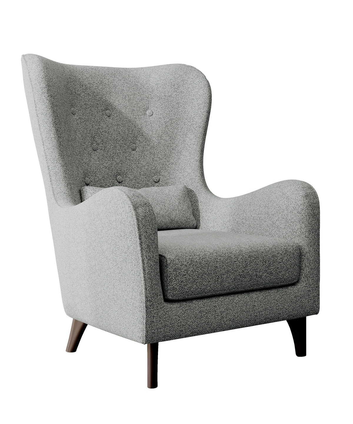 Fauteuil relax oreilles Calmino bouclé gris clair pieds wengé