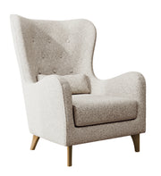 Fauteuil relax oreilles Calmino crème boucle pieds en hêtre