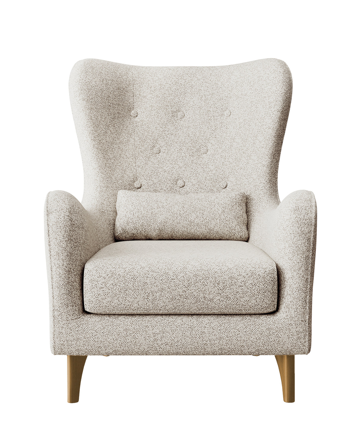 Fauteuil relax oreilles Calmino crème boucle pieds en hêtre