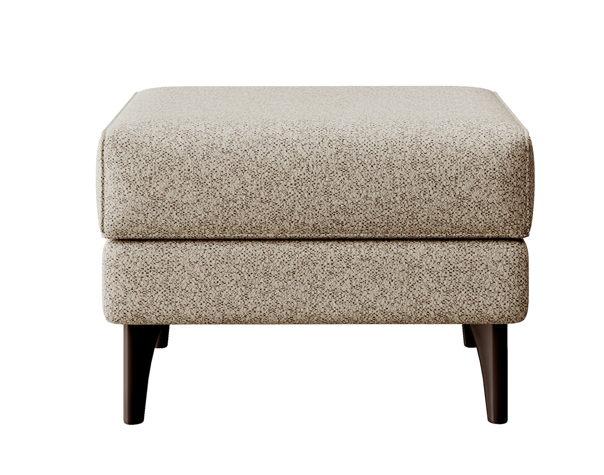 Repose-pieds oreilles Calmino beige bouclé pieds wengé