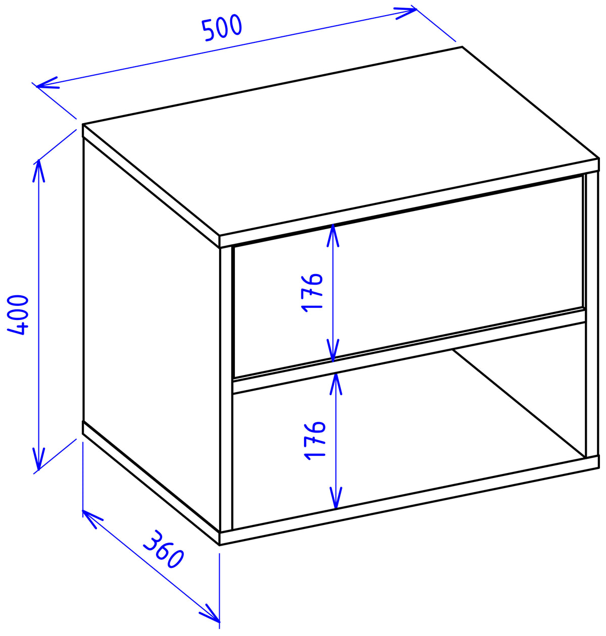 Table de chevet Framme suspendue avec tiroir et niche 50 cm cachemire